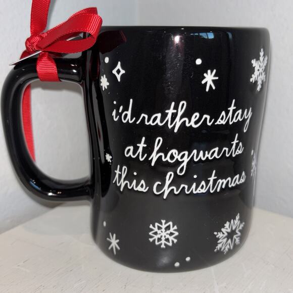 Rae Dunn Harry Potter “I’d Rather Stay At Hogwarts This Christmas” Mug School - Picture 2 of 5